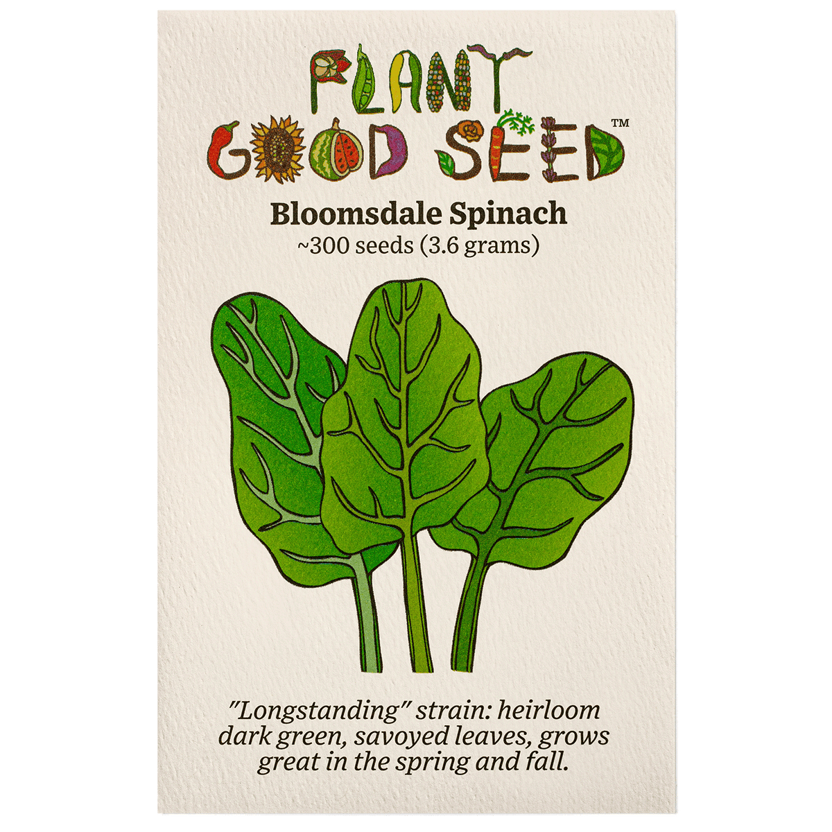 Bloomsdale Spinach Seed packet organic