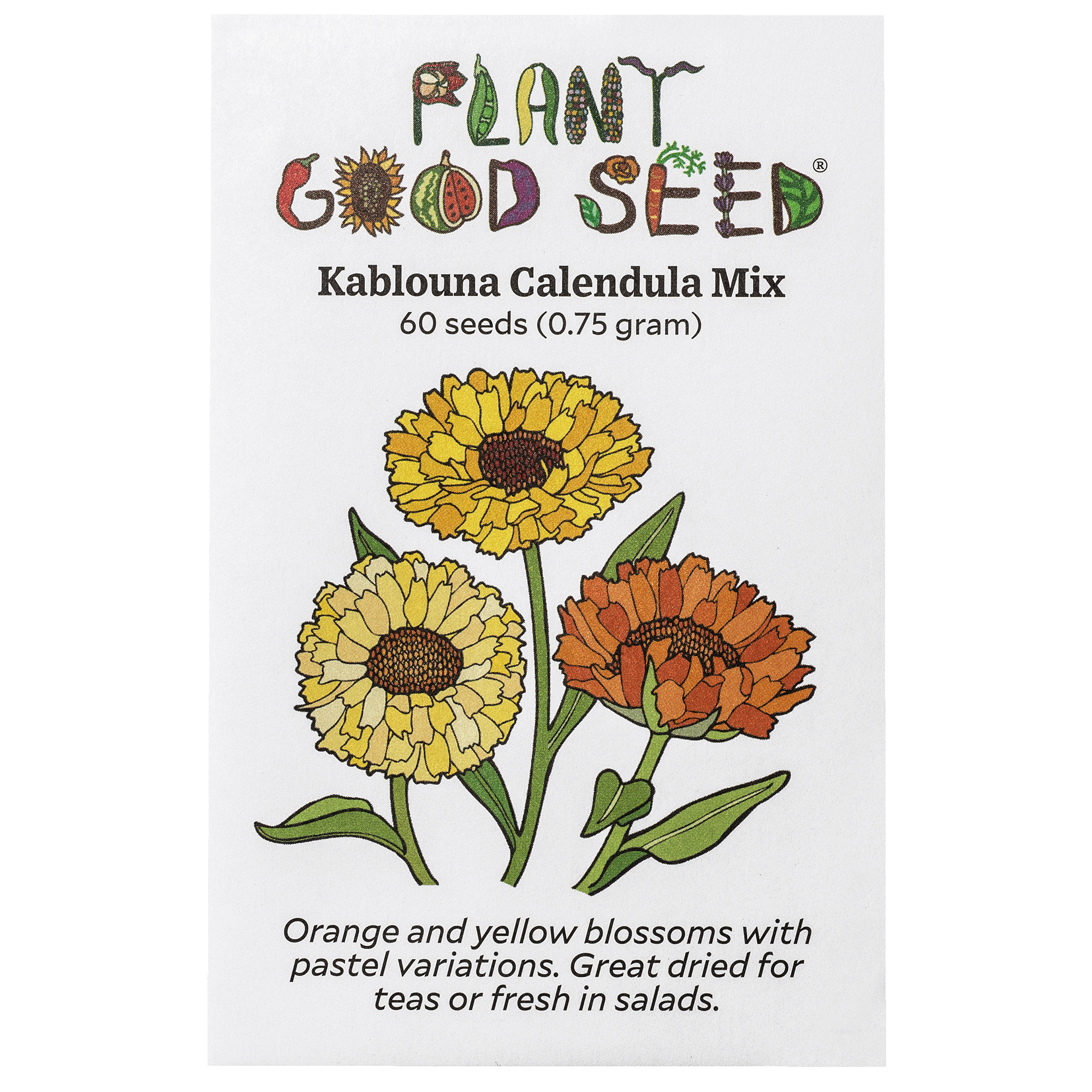 orange flower seeds Kablouna Calendula Flower Seeds Packet: 60 Seeds (0.75 gram), OG