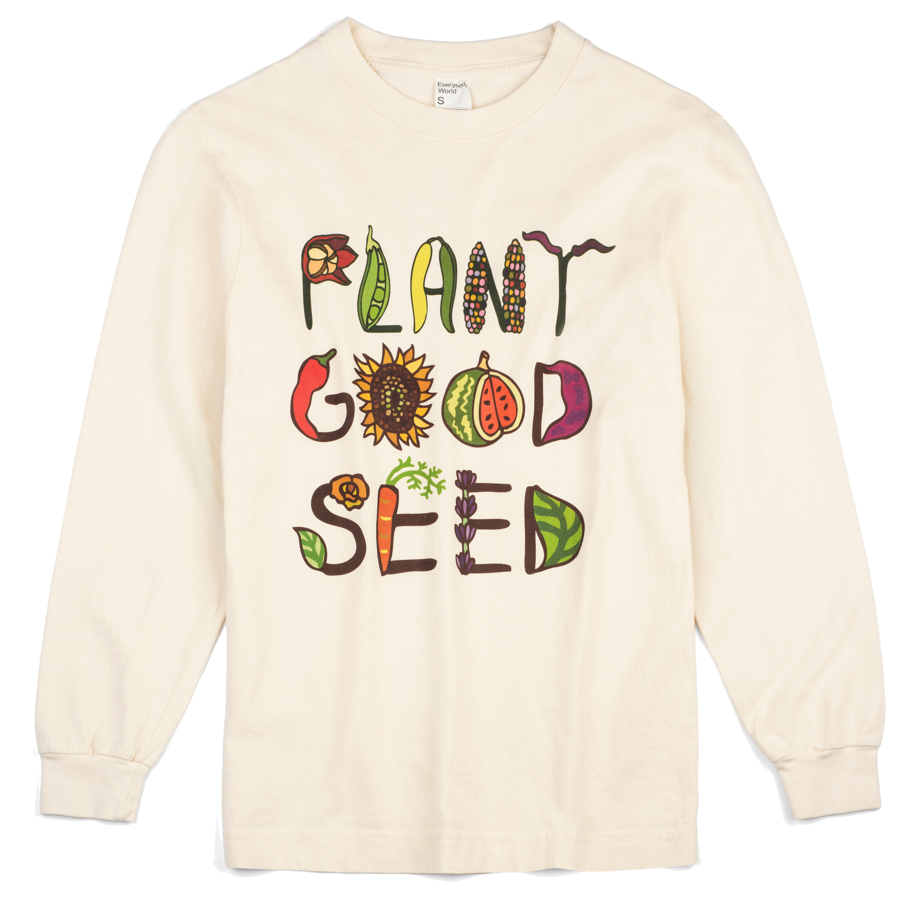 garden and seeds shirt Plant Good Seed Long Sleeve Logo Shirt Plant Good Seed Logo Shirt, Off-White/Natural, Large