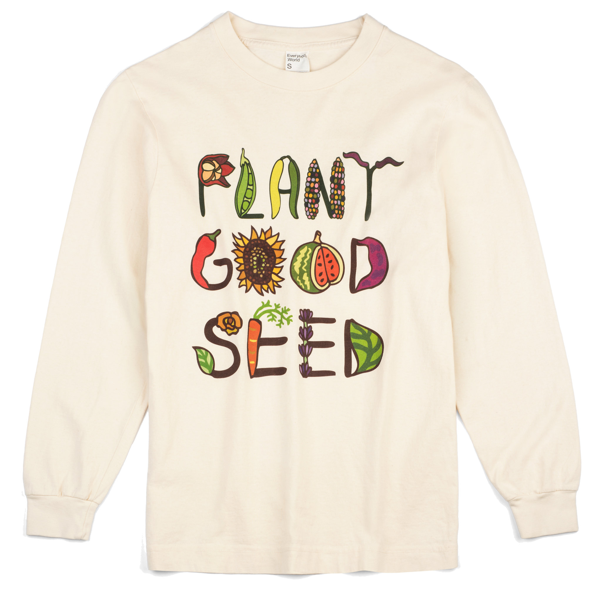 plant seeds grow gardens shirt Plant Good Seed Long Sleeve Logo Shirt Plant Good Seed Logo Shirt, Off-White/Natural, Large