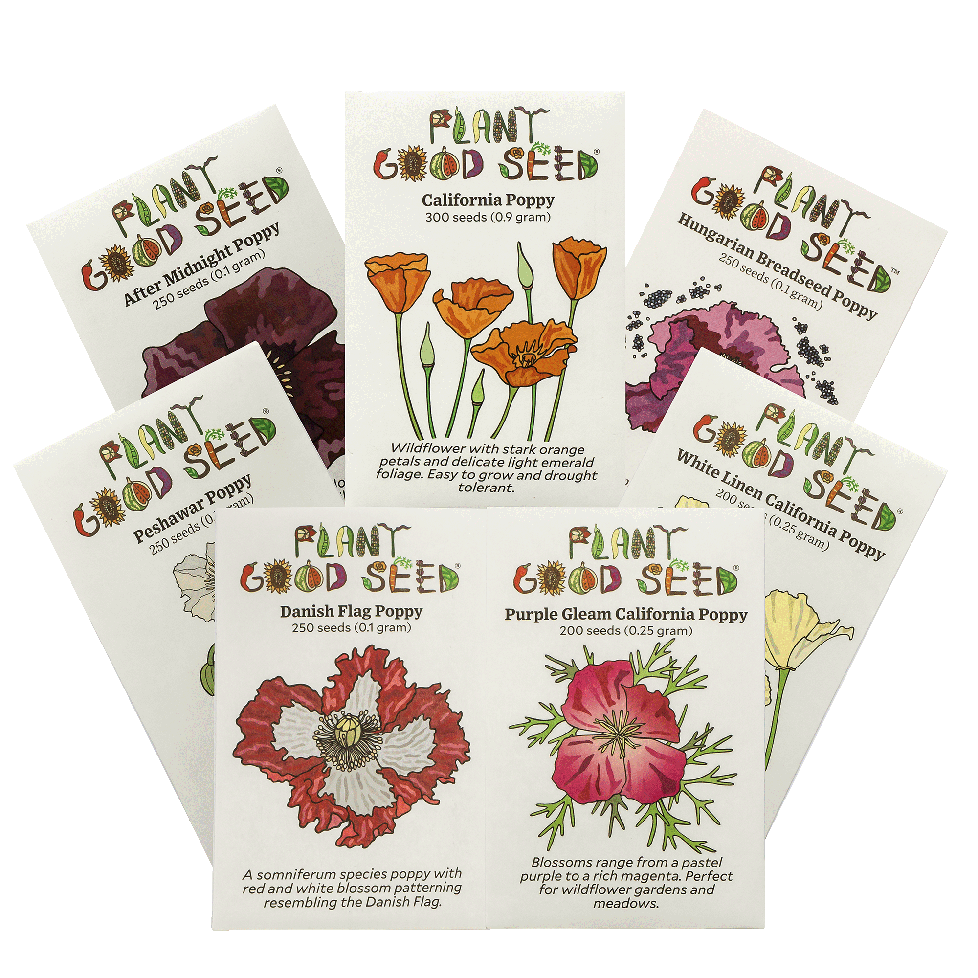 seed flower packets Poppy Seed Collection - Seven Packets
