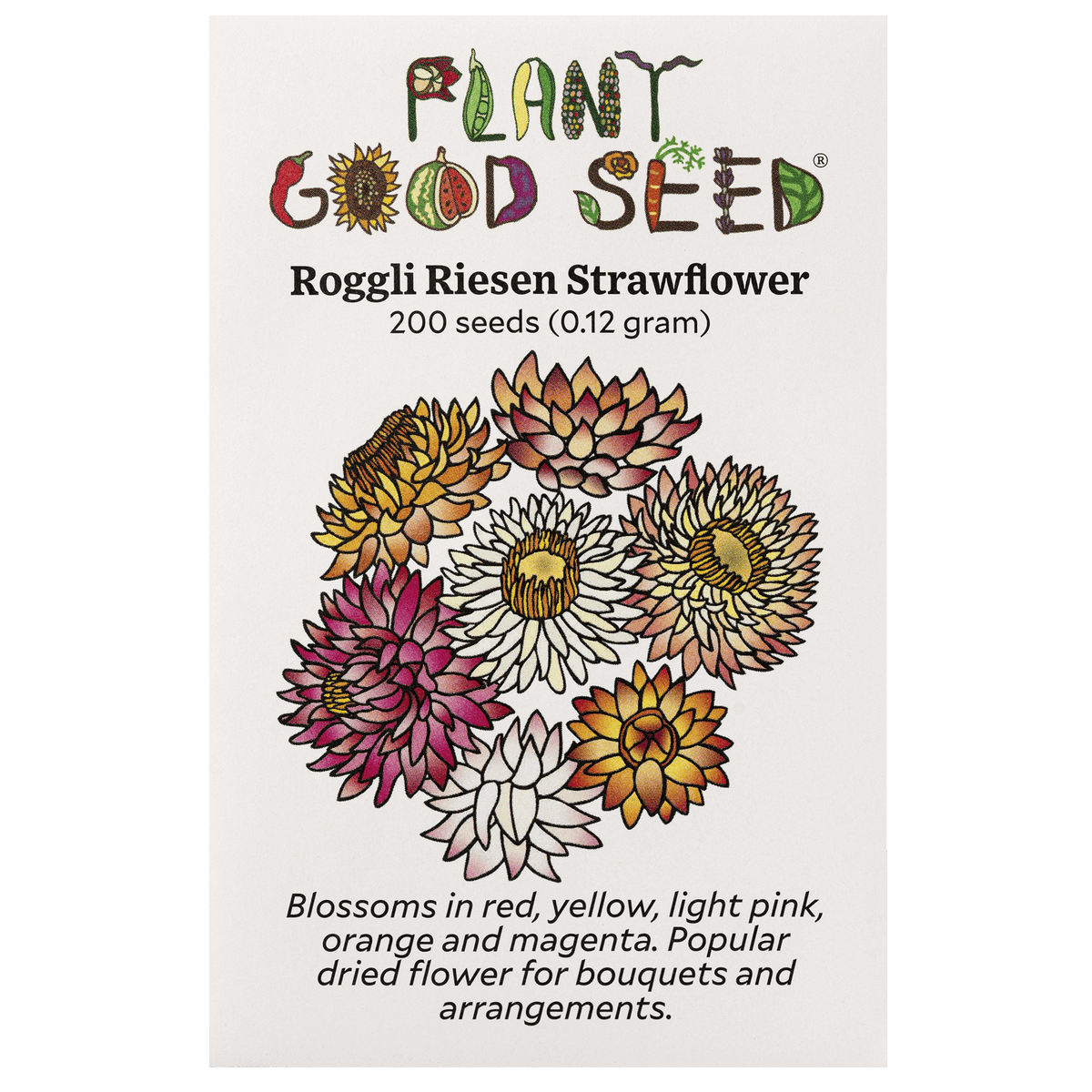 Roggli Riesen strawflower seed packet
