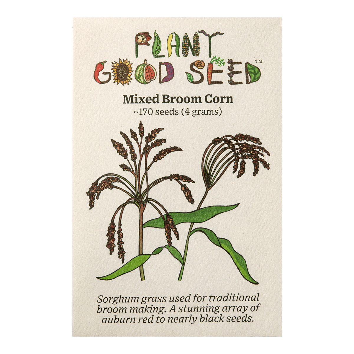 Mixed Broom Corn Sorghum bicolor Seed Packet