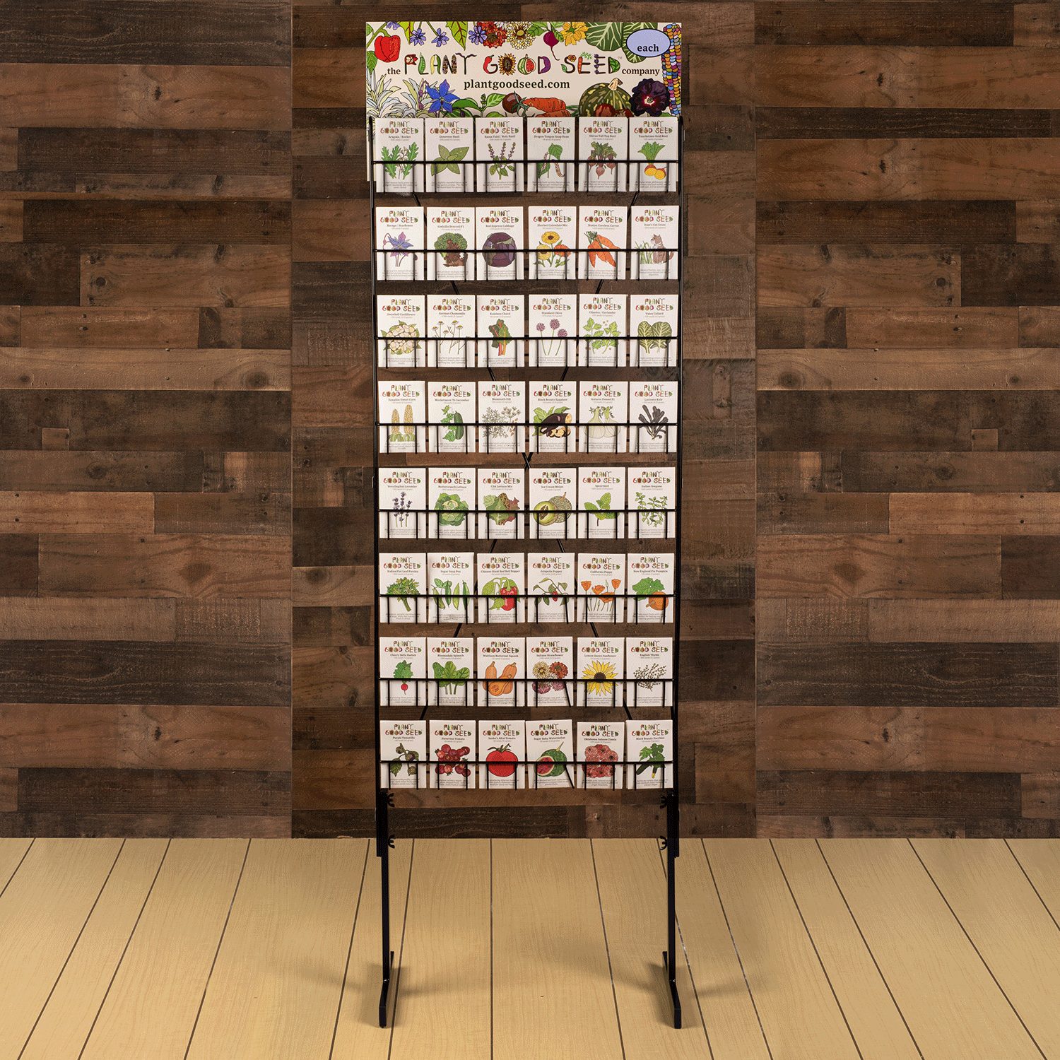 retail plant display racks Retail 48 Variety All Metal Seed Rack (Five Packets Each) Metal Rack with 240 Packets (Black Frame)