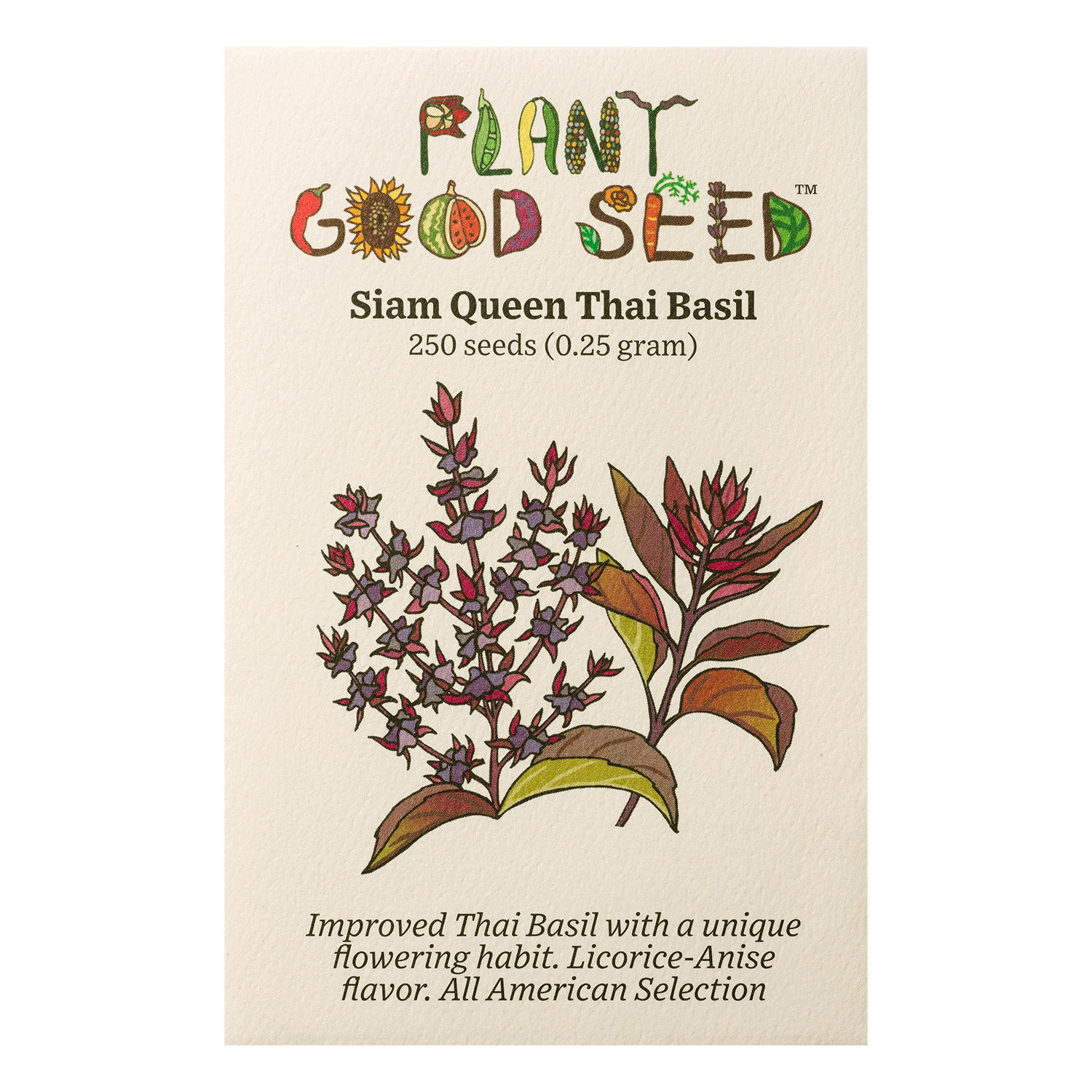 basil plant flowering seeds Siam Queen Thai Basil Seeds Packet: 250 Seeds (0.25 gram), OG