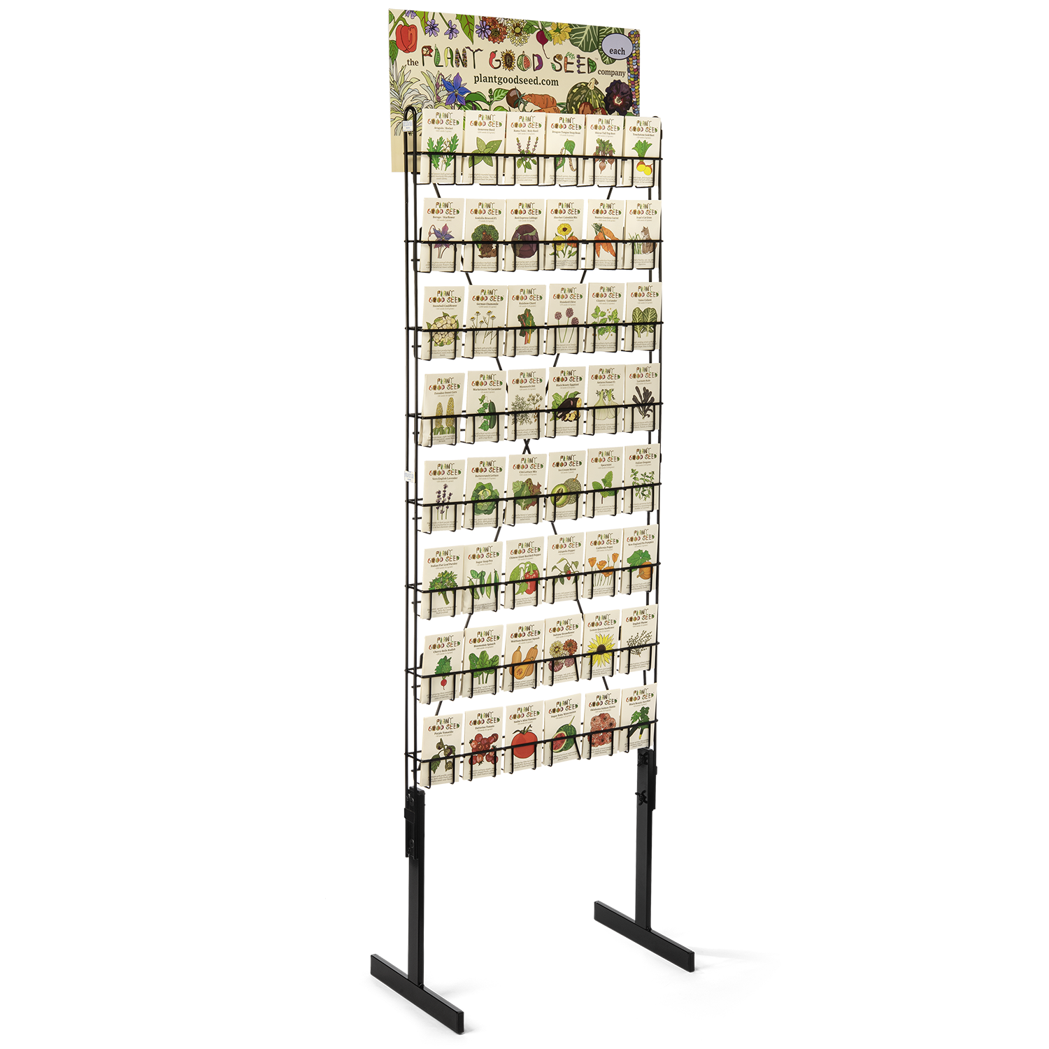 garden seed display Retail 48 Variety All Metal Seed Rack (Five Packets Each) Metal Rack with 240 Packets (Black Frame)
